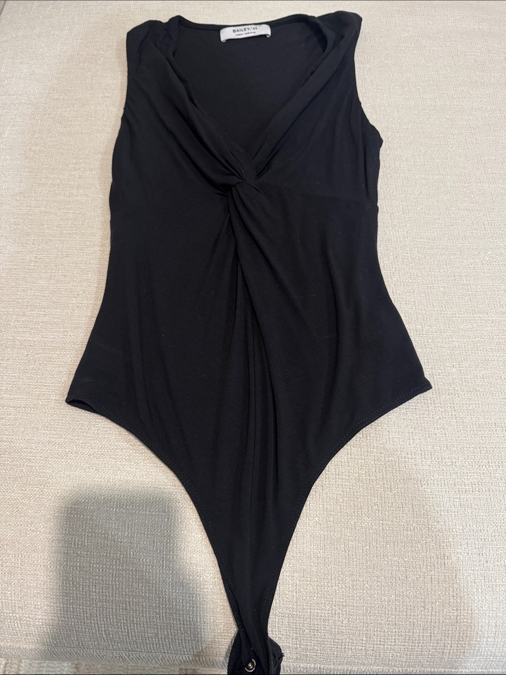 Bailey/44 Black Twist-Front Sleeveless Bodysuit
